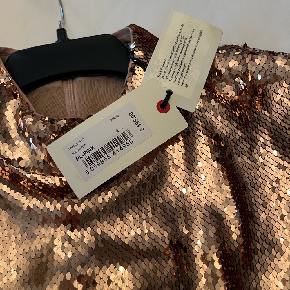 Ted Baker long sleeve sequin mock turtleneck top - Picture 4 of 6